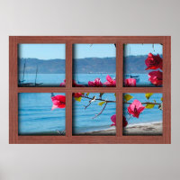 Create Your Own 24x36 Red Wood Window Frame Poster