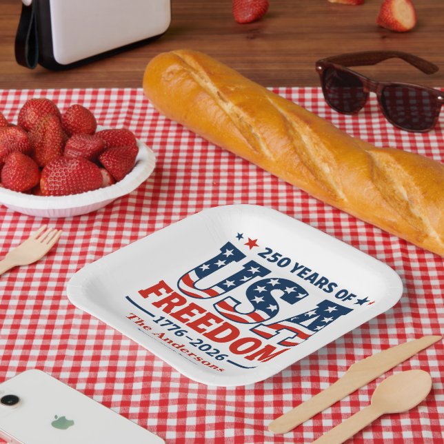 Create Your Own 250 Years of USA Freedom  Paper Plates (Picnic)