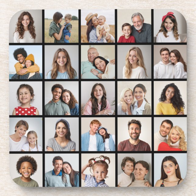 Create Your Own 25 Photo Collage Beverage Coaster (Front)