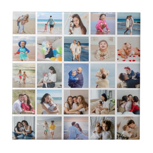 Create Your Own 25 Photo Collage Ceramic Tile