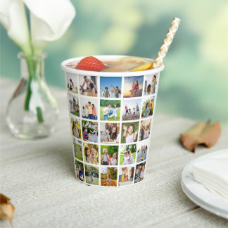Create Your Own 25 Photo Collage Editable Paper Cups