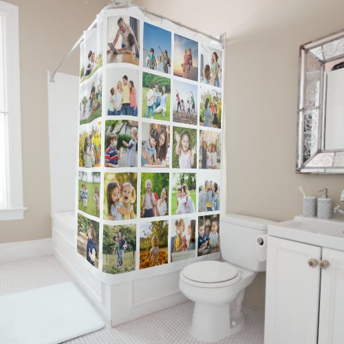 Create Your Own 25 Photo Collage Editable Shower Curtain