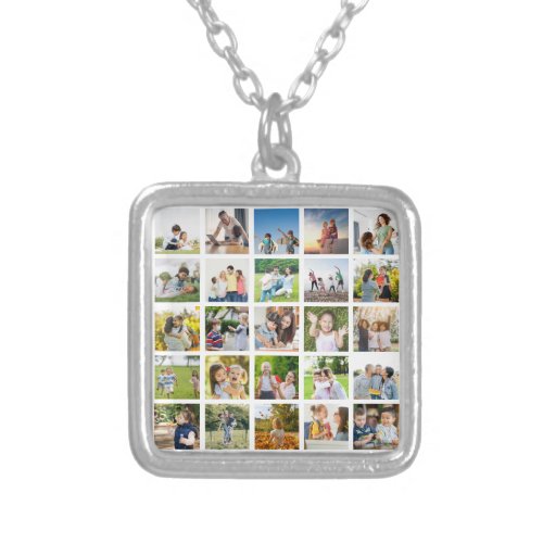 Create Your Own 25 Photo Collage Editable Silver Plated Necklace
