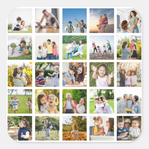 Create Your Own 25 Photo Collage Editable Square Sticker