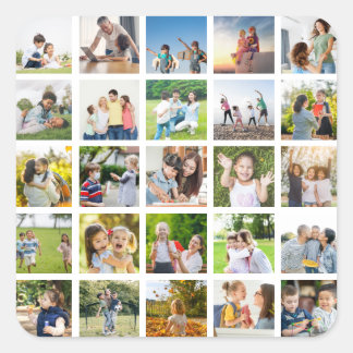 Create Your Own 25 Photo Collage Editable Square Sticker