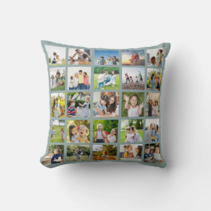 Create Your Own 25 Photo Collage Editable Throw Pillow