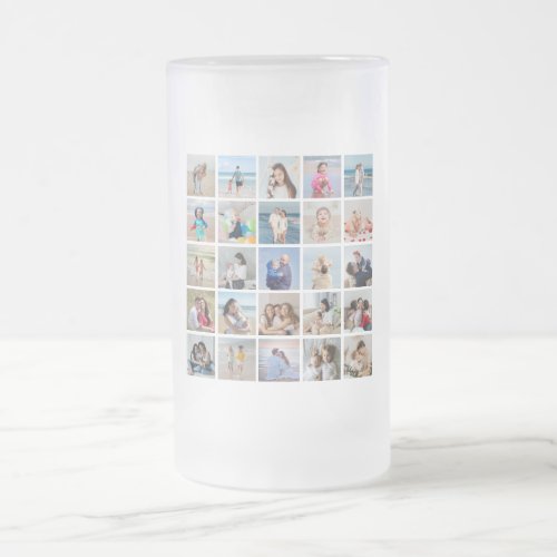 Create Your Own 25 Photo Collage Frosted Glass Beer Mug