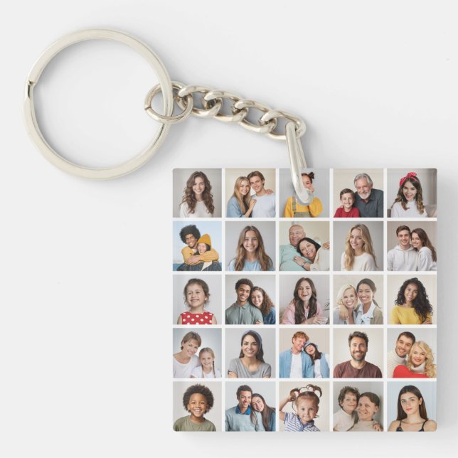Create Your Own 25 Photo Collage Keychain (Front)