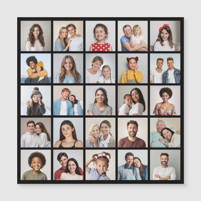 Create Your Own 25 Photo Collage Magnetic Card (Front)