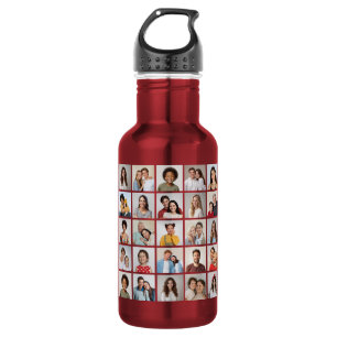 Create Your Own 25 Photo Collage Stainless Steel Water Bottle