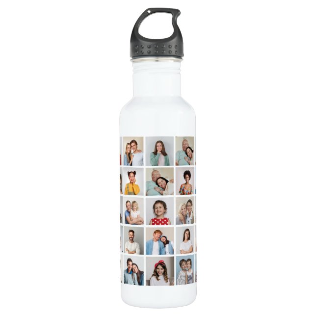 Create Your Own 25 Photo Collage Stainless Steel Water Bottle (Front)