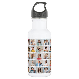 Create Your Own 25 Photo Collage Stainless Steel Water Bottle
