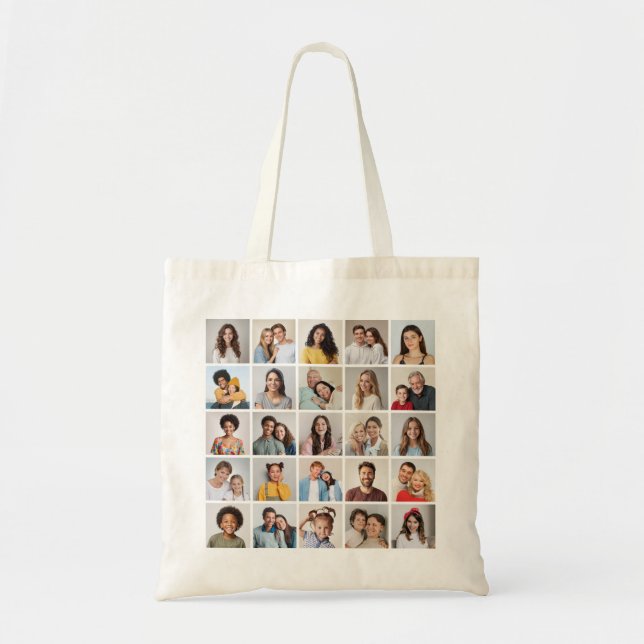 Create Your Own 25 Photo Collage Tote Bag (Front)