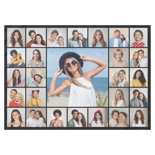 Create Your Own 27 Photo Collage Tablecloth (Front (Horizontal))