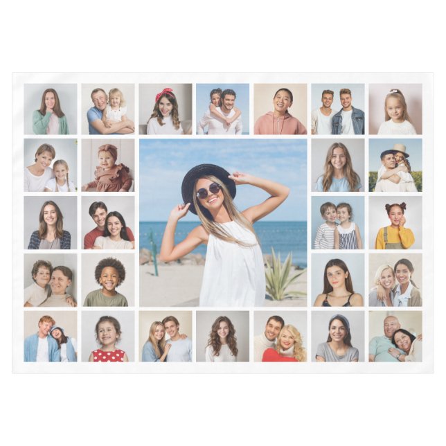 Create Your Own 27 Photo Collage Tablecloth (Front (Horizontal))