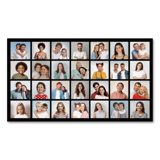 Create Your Own 28 Photo Collage Business Card Magnet (Front)