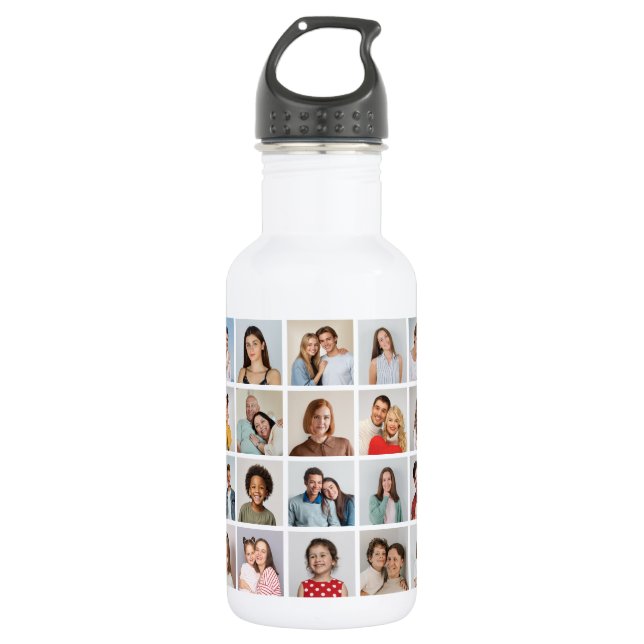 Create Your Own 28 Photo Collage Stainless Steel Water Bottle (Front)
