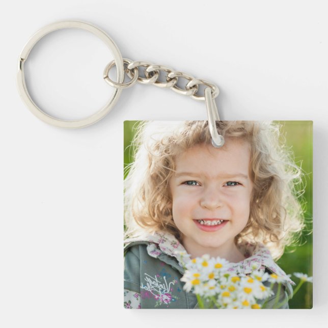 Create Your Own 2 Family Child Photo Keychain (Front)