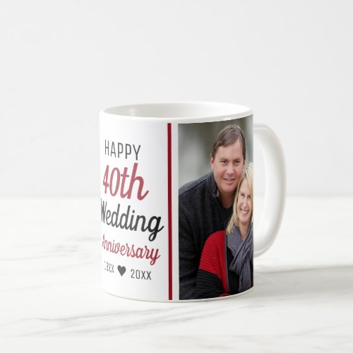 Create Your Own 2 Photo 40th Wedding Anniversary   Coffee Mug