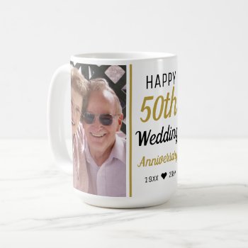 Create Your Own 2 Photo 50th Golden Anniversary  Coffee Mug by semas87 at Zazzle