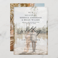 Create Your Own 2 Photo Chic Calligraphy Wedding Invitation