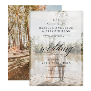 Create Your Own 2 Photo Chic Calligraphy Wedding Invitation