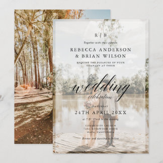 Create Your Own 2 Photo Chic Calligraphy Wedding Invitation