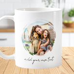 Create Your Own 2 Photo Coffee Mug<br><div class="desc">Create your own custom photo coffee mug. This cup features two of your favorite pictures in a circle shaped watercolor brush stroke frame and personalized text for any occasion. A great gift for family and friends or your own photo memory keepsake.</div>