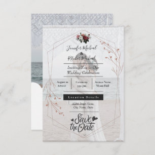 Create Your Own 2 Photo minimalist Calligraphy Invitation