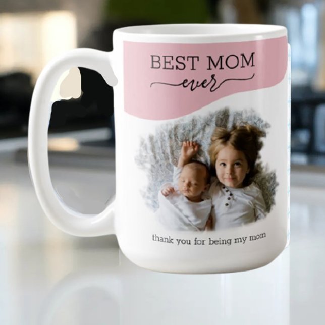 Create Your Own 2 Photo Personalized Message Mom's Coffee Mug (Creator Uploaded)