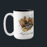 Create Your Own 2 Photo Two-Tone Coffee Mug<br><div class="desc">Create your own custom photo mug. This coffee cup features two of your favorite pictures in a watercolor brush stroke frame and personalized handwriting calligraphy text for any occasion. A great gift for family and friends or your own photo memory keepsake.</div>