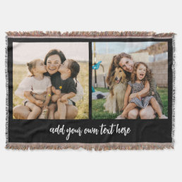 Create Your Own 2 Photo With Text Throw Blanket