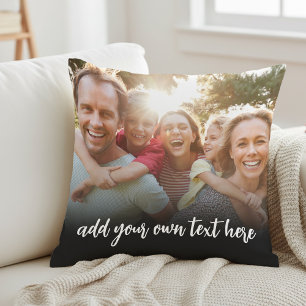 Create Your Own 2 Photo With Text Throw Pillow