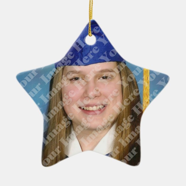 Create Your Own 2 Sided Star Photo Keepsake Ceramic Ornament (Front)