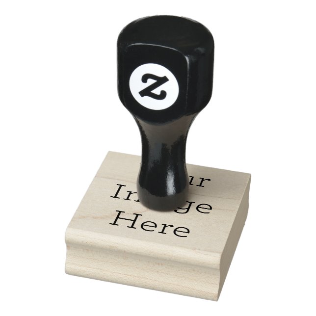 Custom 2" x 2" Rubber Stamp, Ink Pad Color = None, Orientation = Horizontal, Handle = Wooden Handle (Stamp)