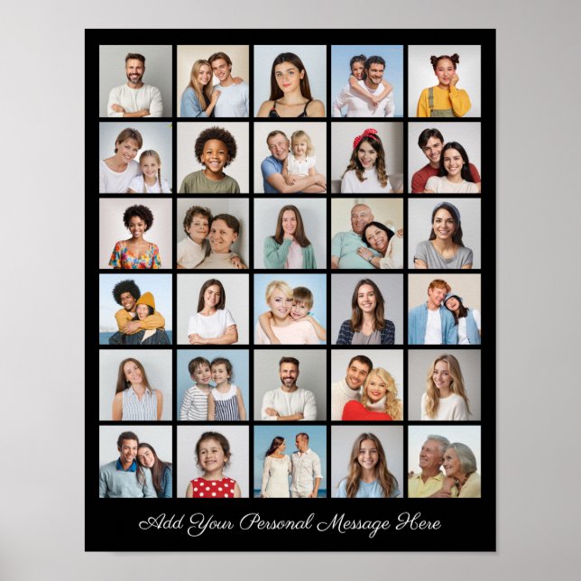 Create Your Own 30 Photo Collage Add Your Greeting Poster (Front)