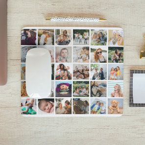 Create Your Own 30 x Photo Collage Square Grid Mouse Pad