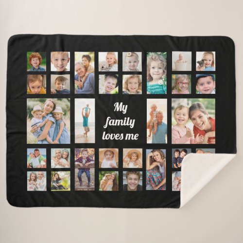 Create Your Own 32 Family Photo Collage Sherpa Blanket