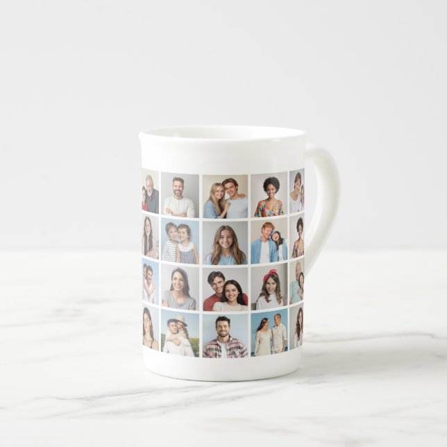 Create Your Own 32 Photo Collage Bone China Mug (Front Right)