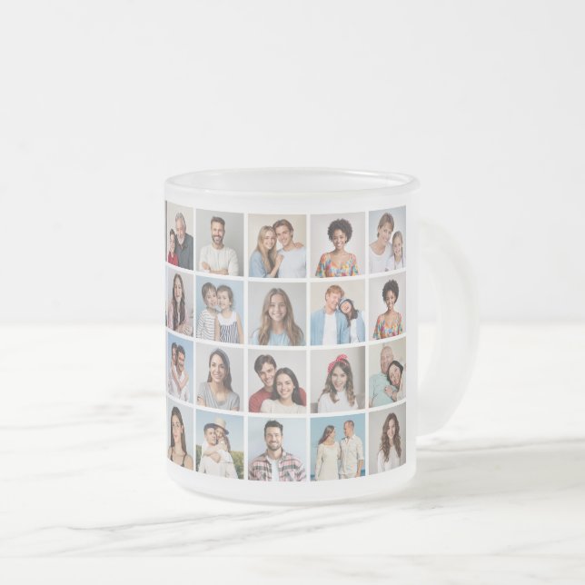 Create Your Own 32 Photo Collage Frosted Glass Coffee Mug (Front Right)