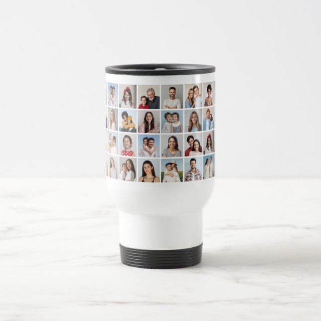 Create Your Own 32 Photo Collage Travel Mug (Center)