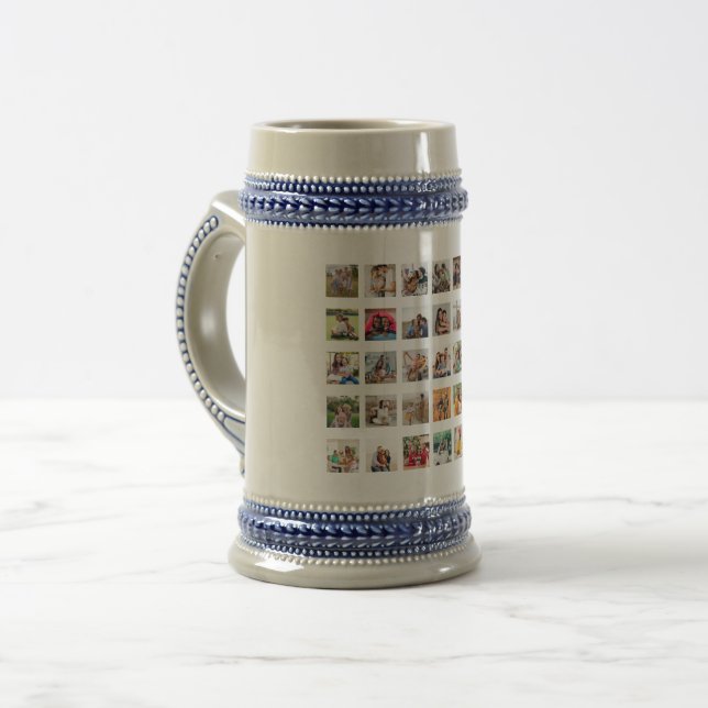 Create Your Own 35 Photo Collage Beer Stein (Front Left)