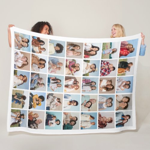 Create Your Own 35 Photo Collage Editable Color Fleece Blanket