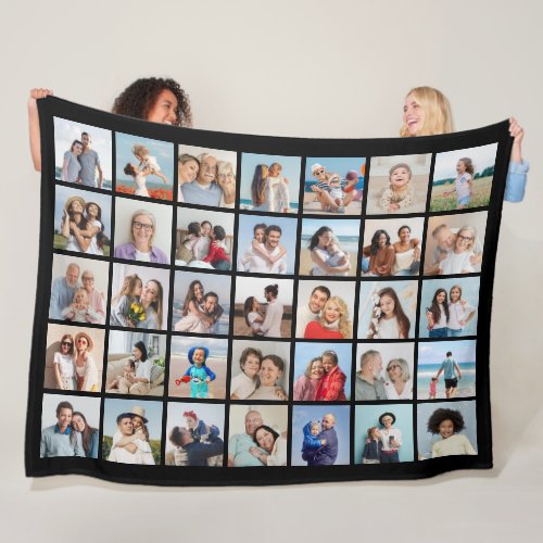 Create Your Own 35 Photo Collage Editable Color Fleece Blanket