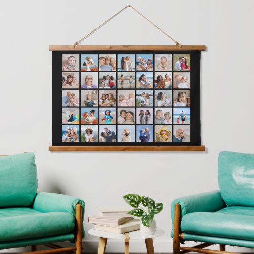 Create Your Own 35 Photo Collage Editable Color   Hanging Tapestry