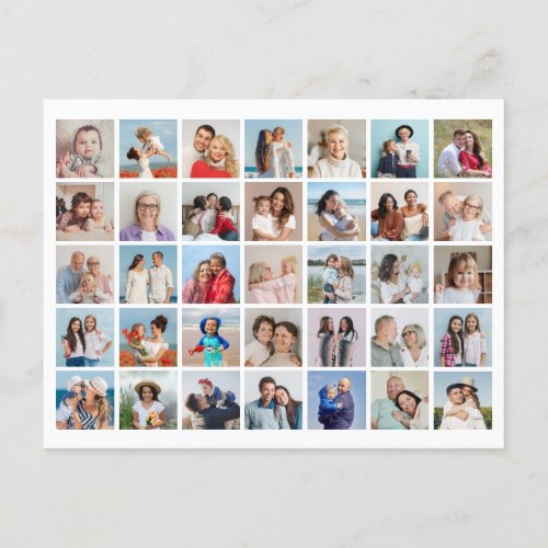Create Your Own 35 Photo Collage Editable Color Postcard