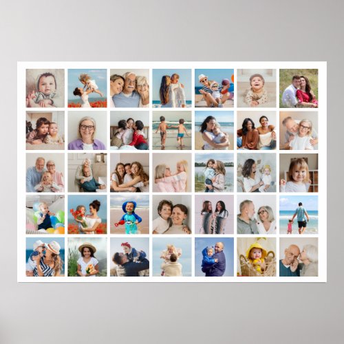 Create Your Own 35 Photo Collage Editable Color  Poster