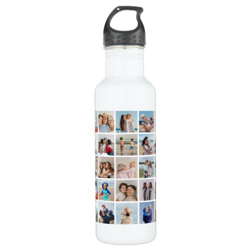 Create Your Own 35 Photo Collage Editable Color Stainless Steel Water Bottle