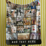 Create Your Own 35 Photo Collage Fleece Blanket<br><div class="desc">Personalized gift fleece blanket featuring a black background that can be changed to any color,  35 photos of your choice,  and a simple text template. Makes a unique gift for yourself,  family or friends.</div>