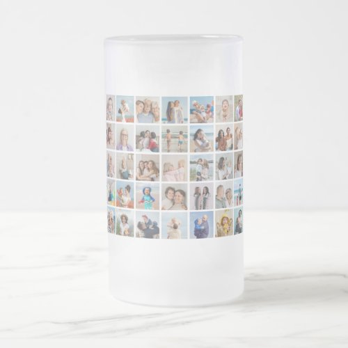 Create Your Own 35 Photo Collage Frosted Glass Beer Mug